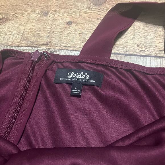 LuLus | Women's Magenta Flowy Maxi  Lined Halter Air of Romance Dress Sz L - Picture 6 of 7